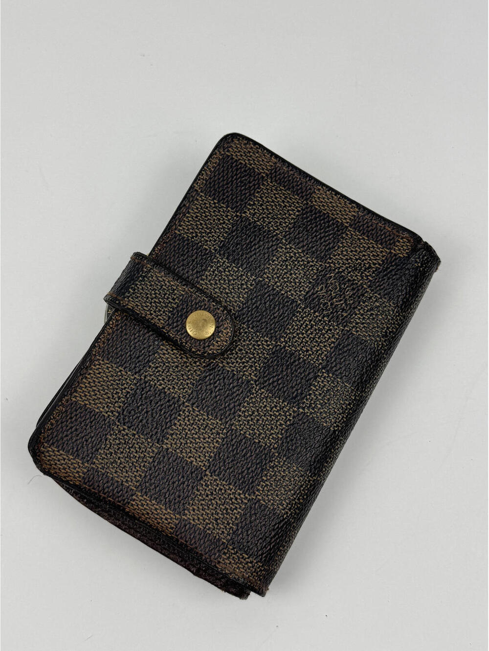 Louis Vuitton Brown Damier Ebene Wallet Kisslock AUTHENTIC